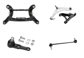 FUHRLENK suspension parts: an axle beam, two control arms, a ball joint with its bolts and a stabiliser link